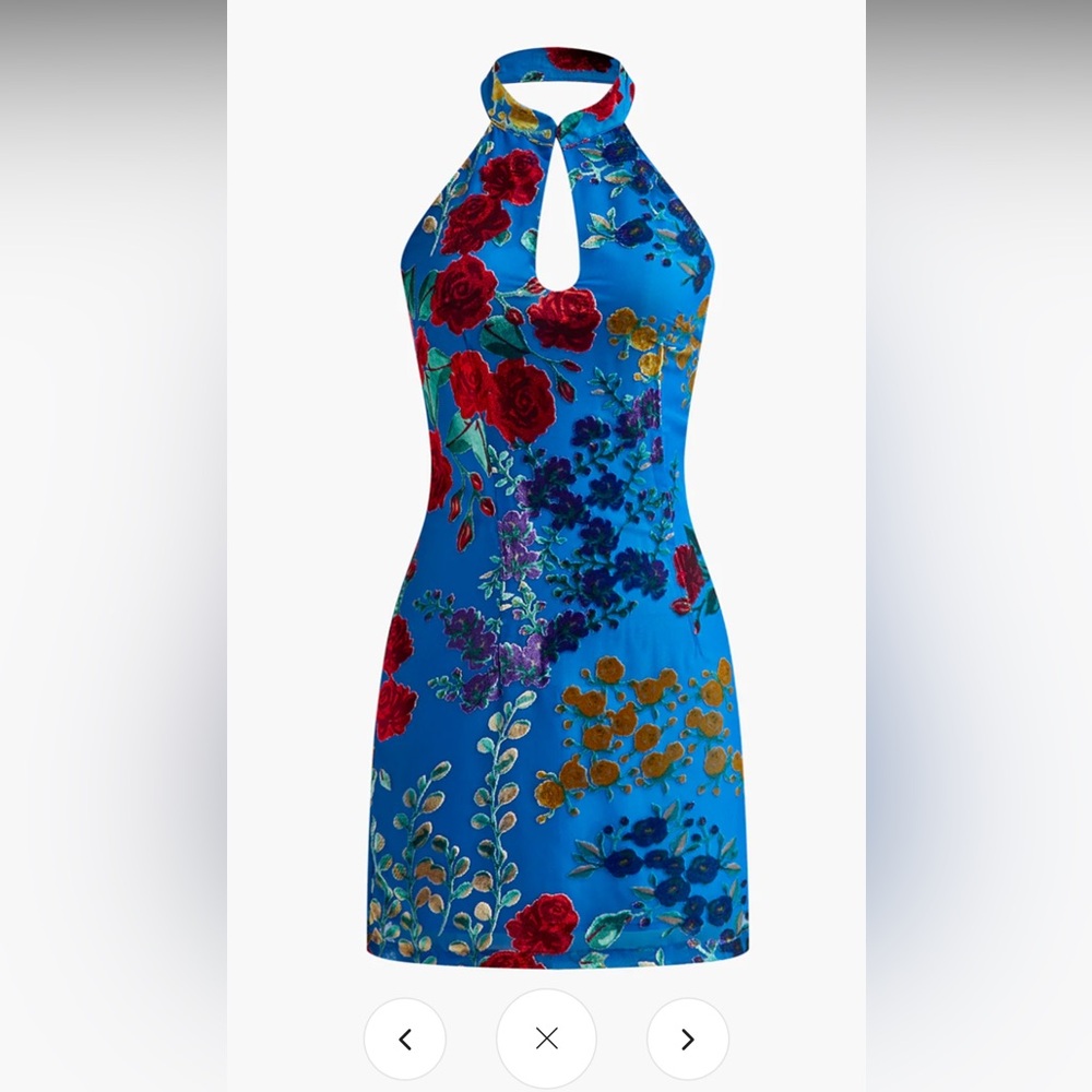 Velvet Jacquard Backless Halter Dress